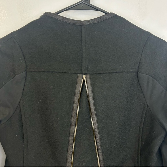 Coragroppo Black Wool & Leather Cowl Neck Multi Zipper Jacket Size Small - Picture 4 of 12
